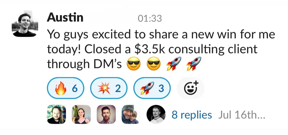Austin Coldiron: closed a $3.5k consulting client through DMs