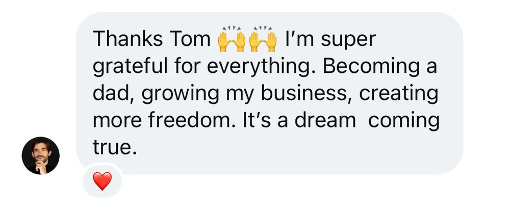 George Laskaridis: thank-you DM to Tom
