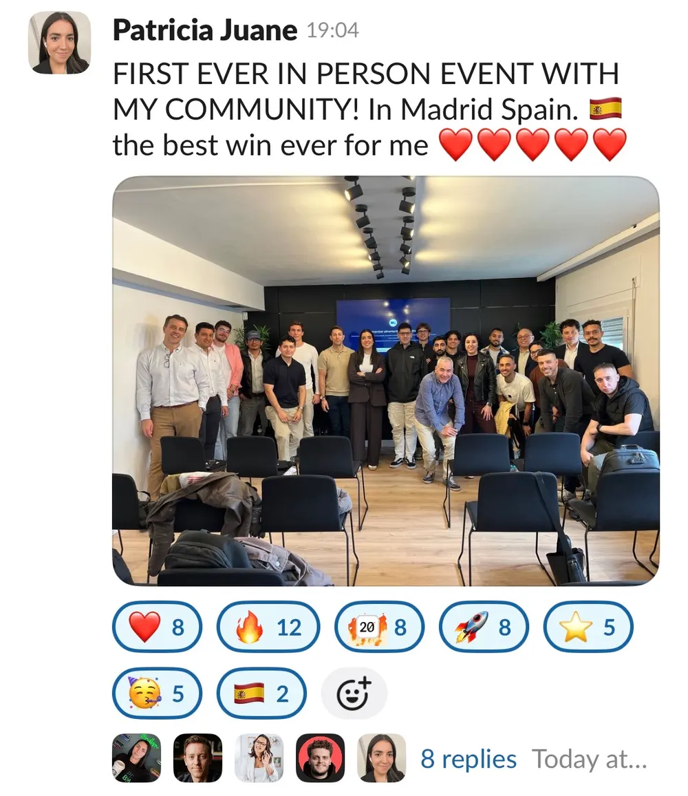 Patricia Juane: first ever in-person event with her community in Madrid